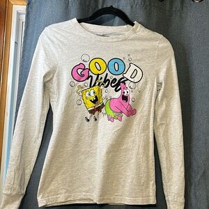 XS SpongeBob SquarePants Long Sleeve Cotton Tee NWOT